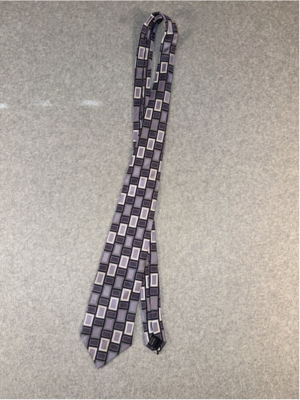 Martin Wong Collection 100% Silk Handmade Geometric Gray Purple Men’s Neck Tie
